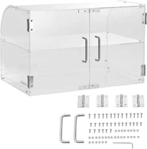 Vista 9 de VEVOR Estuche de exhibición de pastelería, 2 niveles, vitrina comercial de panadería, caja de exhibición de acrílico con acceso a la puerta trasera