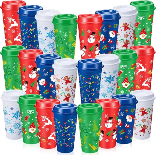 Vista 16 de Jingmore 24 vasos de café de invierno a granel de 16 onzas reutilizables