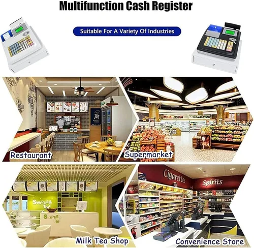 Vista 8 de Caja registradora electrónica de 48 teclas, pantalla LED digital de 8 con cajón de efectivo de 12 V, teclado plano e impresora térmica, caja