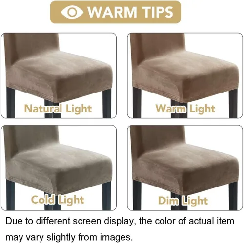 Vista 3 de H.VERSAILTEX Juego de 4 fundas elásticas para sillas de comedor, fundas protectoras para sillas Parson, tela de terciopelo sólido suave y gruesa