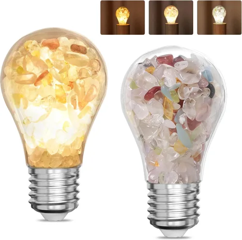Bombillas LED A19 de piedra de cristal curativo, bombillas LED E26 de 5 W, 3CCT 2700 K/4000 K/6000 K, bombilla única no regulable, AC110-130 V para