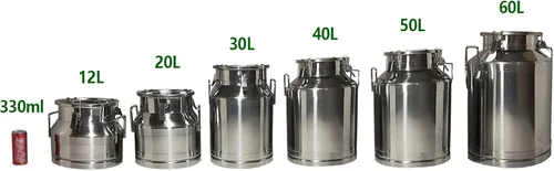 Vista 9 de Lata de leche de 5.3 galones, cubo de leche de acero inoxidable 304, cubos sellados con leche resistente, tarro de leche, jarra de leche, lata