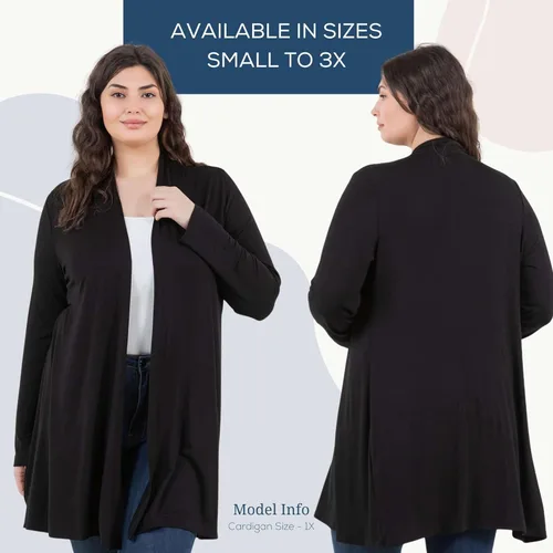 Vista 3 de Azules Lightweight Cardigan for Women, Long Sleeve Open Front Longer Length & Flowy Rayon Cardigan for Everyday Wear