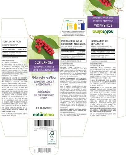 Vista 2 de Naturalma Schisandra (Schisandra chinensis) Tintura de frutas sin alcohol - Extracto líquido en gotas de 4 onzas líquidas - Suplemento de hierbas