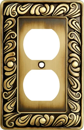 Vista 9 de Franklin Brass Placa de pared de Paisley, cubierta de interruptor doble decorativa de latón antiguo pulido, 1 paquete, 64038
