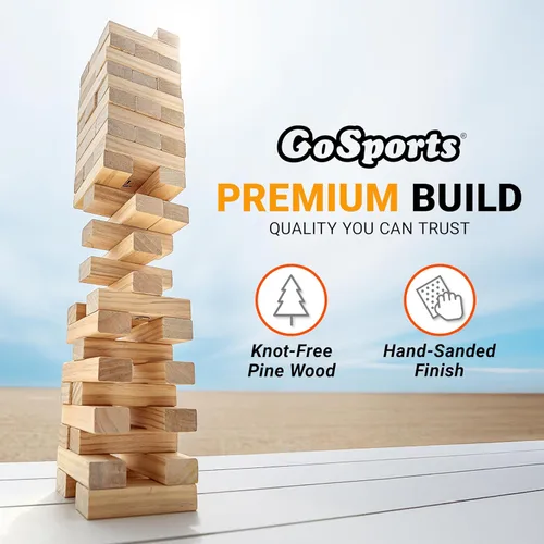 Vista 3 de GoSports Juego Gigante de Apilamiento de Madera para Exteriores – Torre de Derribo Grande con Estuche