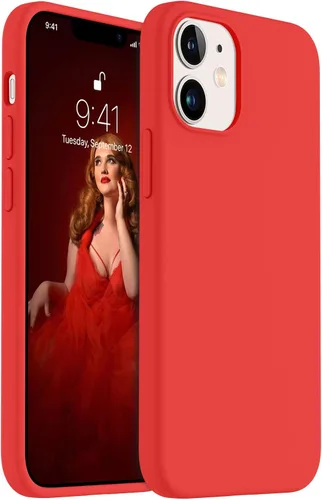 Vista 14 de AOTESIER - Funda para iPhone 12 Mini, de silicona líquida de grado alimenticio con [forro de microfibra suave antiarañazos], protección contra