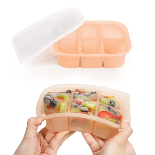 haakaa Bandeja de silicona para alimentos para bebés - Molde de leche materna casero para alimentos para bebés - Bandeja congelador de alimentos