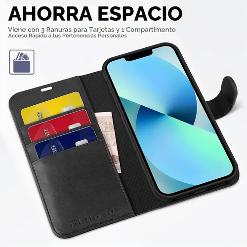 Vista 7 de TUCCH Funda Tipo Billetera para iPhone 13 (6.1") 2021, con Bloqueo RFID, con Soporte para 3 Tarjetas, de Piel Sintética, Tipo Folio