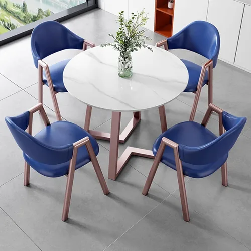 Vista 18 de YVYKFZD Office Reception Room Club Table, Round Conference Table for 4, Simple Kitchen Dining Table Set with Metal Legs, Small Conference Room Table