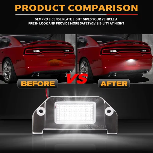 Vista 7 de Gempro Luces LED para matrícula, parachoques trasero, montaje de lámparas para Dodge Charger Challenger, Avenger Magnum Dart, 6000 K, color blanco