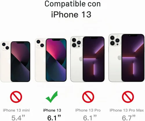Vista 3 de JETech Funda 5 en 1 para iPhone 13 de 6.1 pulgadas, con 2 protectores de pantalla y 2 protectores de lente de cámara, película de vidrio templado