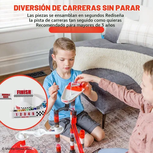 Vista 12 de Marble Genius Juego de carreras de Marble Run: 125 piezas Marble Run Racing Set Juguetes para niños, Bloques de construcción de torre de laberinto