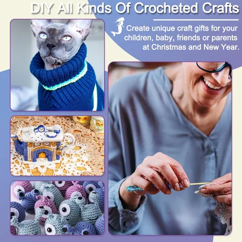 Vista 73 de Coopay Ganchos de ganchillo cálidos para abuela, agujas de ganchillo de agarre suave de aluminio para ganchillo, gancho de tejer para manualidades