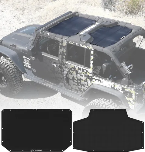 Xprite Parasol compatible con Jeep Wrangler JK JKU (2007-2018) – Parte superior de malla delantera y trasera, bloquea los rayos UV, el viento y el