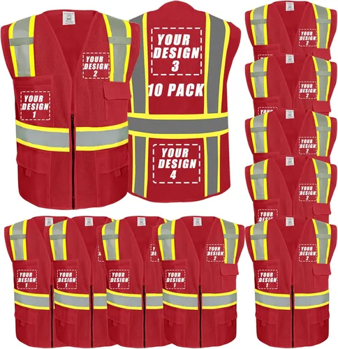 Vista 28 de Chaleco de seguridad personalizado Clase 2 Chaleco reflectante de alta visibilidad