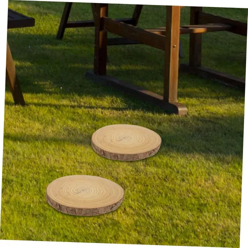 Vista 9 de Juego de 3 piedras de madera para exteriores, decoración japandi redonda de madera al aire libre, pavimentadora de jardín para patio, tablas