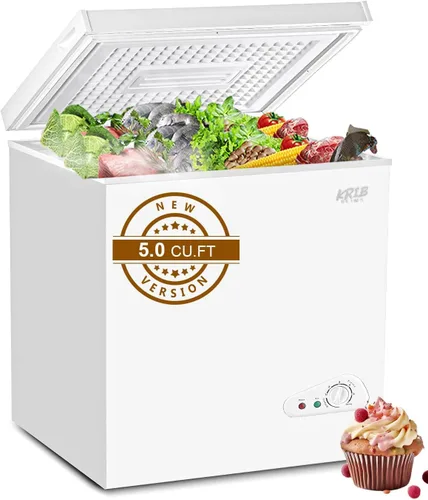 Vista 9 de Mini Chest Freezer 3.5 Cu.Ft 7 Gears Temperature Control Compact Deep Freezer with Top Open Door and Removable Storage Basket Black