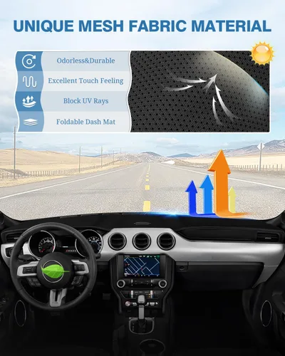 Vista 417 de FIILINES - Cubierta para tablero, accesorio para tablero de malla antideslizante, parasol sin reflejos y protector compatible con Toyota Tundra