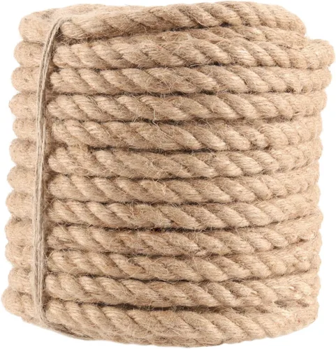 Cuerda de manila retorcida, cuerda de yute natural de 5/8 pulgadas y 100 pies para manualidades, cuerda de sisal de cáñamo, cuerda de sisal,