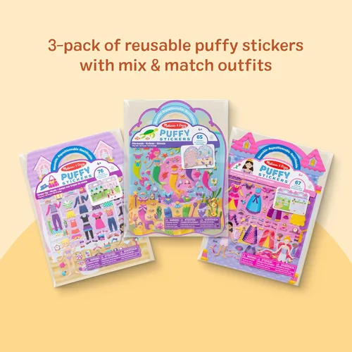 Vista 3 de Melissa & Doug Princesa Puffy, juego de adhesivos, Combo de calcomanías infladas