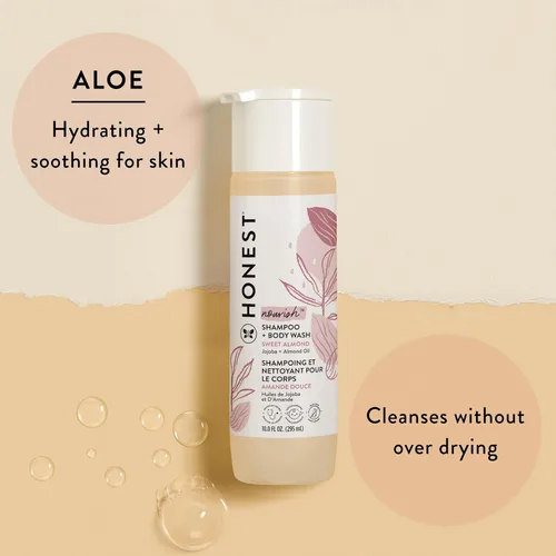 Vista 2 de The Honest Company - Champú nutritivo y gel de baño, almendra dulce, 10 onzas (paquete de 1)