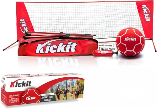 Vista 10 de Kickit Soccer Tennis Game Set, Portable 6.5' Wide x 2' High Net & Soft Lightweight Ball, Play Outdoors, Indoors, Backyard, Beach, Complete Skills