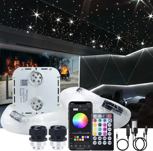 Vista 10 de Kit de luz de fibra óptica RGBW con sensor de sonido de 32 W