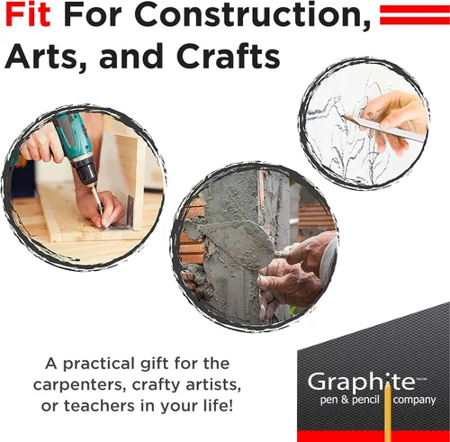Vista 7 de GRAPHITE Lápices de Carpintero de Mina Dura a Granel - (1) Paquete de 12 Piezas Lápiz de Madera para Construcción #2 (HB) - Negro