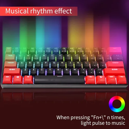 Vista 5 de Ussixchare Teclado mecánico GK61 60 intercambiable en caliente RGB LED para juegos interruptor lineal rojo para PCWinPS4Xbox Gateron Óptico Rojo