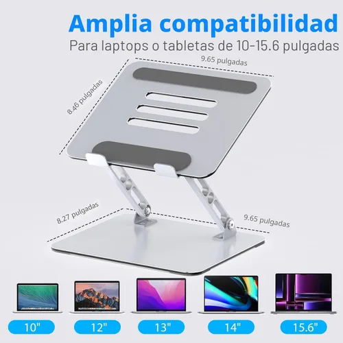 Vista 5 de Soporte para Laptop de Escritorio, Elevador de Laptop Ajustable, Soporte de Computadora de Metal Plegable Portátil, Soporte de Notebook