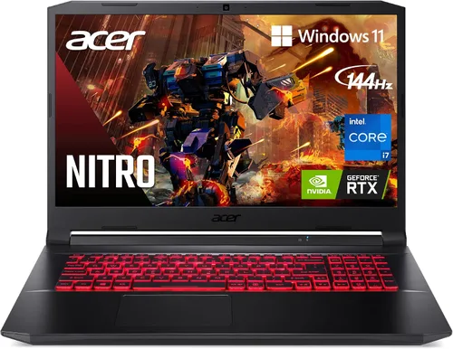 Laptop gamer Acer Nitro 5 AN517-54-79L1, Intel Core i7-11800H, GPU NVIDIA GeForce RTX 3050Ti, Pantalla IPS FHD de 17.3 pulgadas con frecuencia de