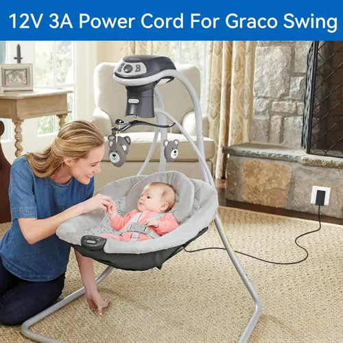 Vista 6 de Cargador adaptador de CA para columpios Graco: Simple Sway, Glider LX, Glider Elite, Glider Premier, Glider Lite, Glider Petite LX, Sweetpeace
