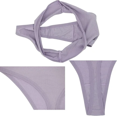 Vista 6 de Tangas de algodón de cintura alta, ropa interior transpirable para mujer, bragas deportivas de atletismo, tiro alto, talla grande, paquete múltiple