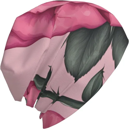 Vista 3 de Bright Pink Roses Unisex Elastic Brimless Hat for Home Indoor and Outdoor Activities Skiing Mountaineering Traveling