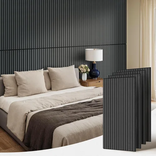 Vista 25 de PIWA Paneles de listones acústicos de madera, 94 x 24 pulgadas, 2 unidades, superficie MDF de 0.472 in con núcleo absorbente de sonido de 0.394