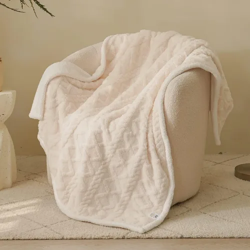 Vista 10 de Simple&Opulence Manta de forro polar sherpa, suave, esponjosa, cálida y acogedora, con elegante patrón 3D para sofá, cama, color azul, 30 x 40