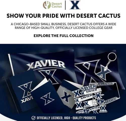 Vista 6 de Desert Cactus Xavier - Gorra de béisbol de la Universidad XU, mosqueteros con ala embroirderd, correa de tela ajustable para adultos (estilo B)