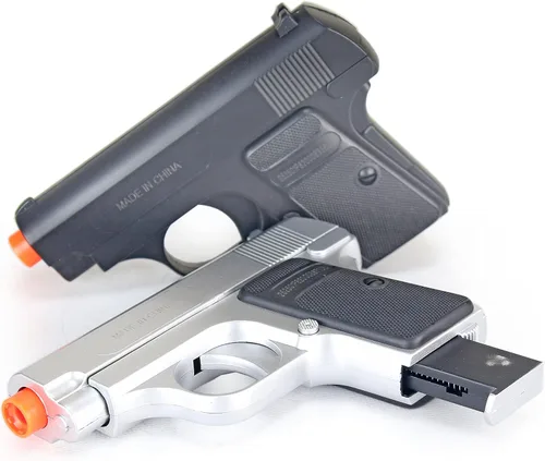 Vista 7 de BBTac - Juego de dos pistolas Airsoft, de bolsillo, con estuche de almacenamiento (color plata y negro)