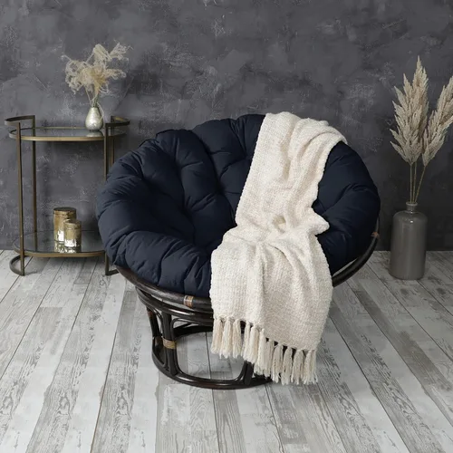Vista 18 de Sorra Home - Cojín con mechones Papasan - Cojín redondo cómodo para silla Bucket & Moon - Cojín de piso con espuma suave para muebles