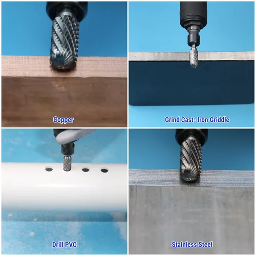 Vista 8 de Sworker Juego de 10 rebabas de carburo con mango de 1/4 con caja transparente, diámetro máximo de cabeza de 0.394 in, brocas de amoladora