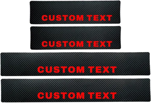 Vista 3 de Accesorios de Coche con Texto Personalizado Placa de Umbral de Puerta de Fibra de Carbono Protector de Entrada de Puerta Auto Escudo Anti-Arañazos