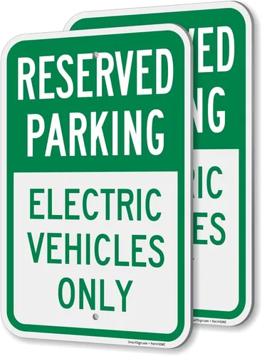 Vista 11 de SmartSign Letrero con texto en inglés "Reserved Parking - Electric Vehicles Only" de 18 x 12 pulgadas, compuesto de aluminio de 0.079 in de grosor