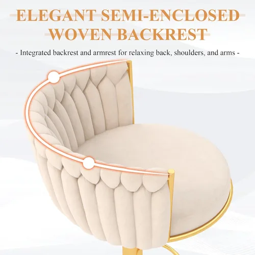 Vista 6 de ABET Taburete de Bar Dorado 1UN, Taburetes Giratorios de Terciopelo, Taburetes de Altura Ajustable con Respaldo Tejido, Taburetes de Cocina Modernos