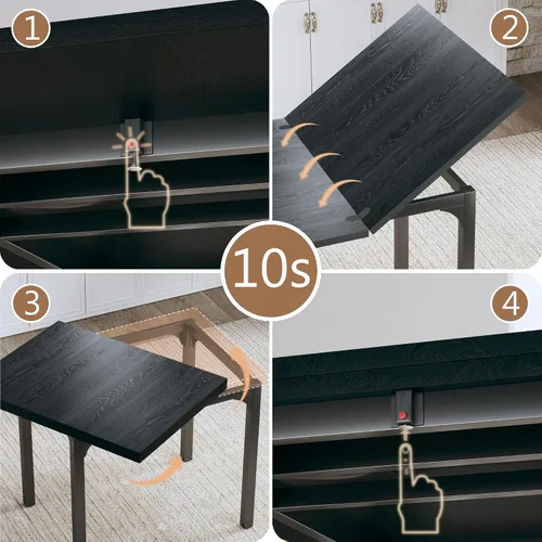 Vista 8 de HUAHUU Juego de mesa de comedor para 4, juego de mesa de cocina extensible con cojines y sillas, conjunto de 4, mesa de comedor rectangular
