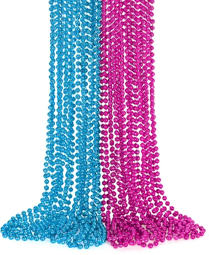 Vista 22 de EOBOH 50 PCS Collares de Cuentas de Mardi Gras, Metálicos 10 Tipos de Collares de Cuentas Recuerdos de Fiesta, Collar de Mardi Gras de 33