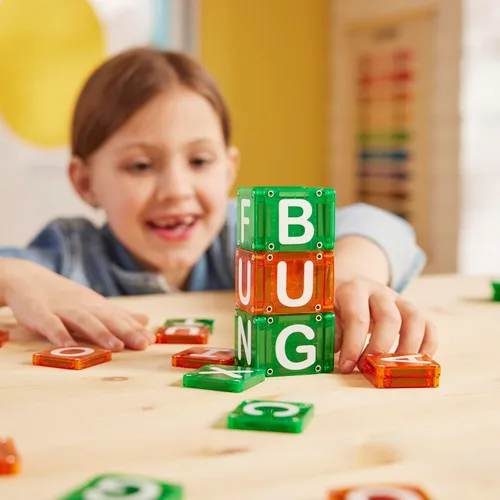 Vista 8 de MAGNA-TILES MicroMAGS Learn Letters - Juego de construcción magnética de 56 piezas, la marca original de construcción magnética
