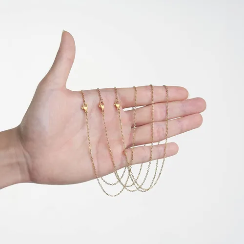 Vista 4 de Cadena de acero inoxidable para fabricación de joyas: cadenas de collar LUCKYPADS a granel de 0.059 in chapadas en oro, cadenas finas chapadas