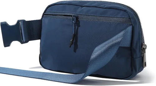 Vista 3 de Riñonera con cartera para tarjetas para mujeres y hombres, cangurera Everywhere con correa ajustable, mini cangureras unisex a la moda, Azul, A