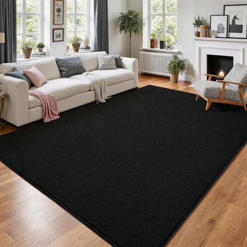 Vista 17 de Vasofe Alfombra de pasillo negra de 2 x 4 pulgadas, alfombra antideslizante de espuma viscoelástica gruesa para interiores, para guardería Negro